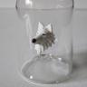 Glasflasche Geschenkflasche mit Sujet weisser Wolfskopf