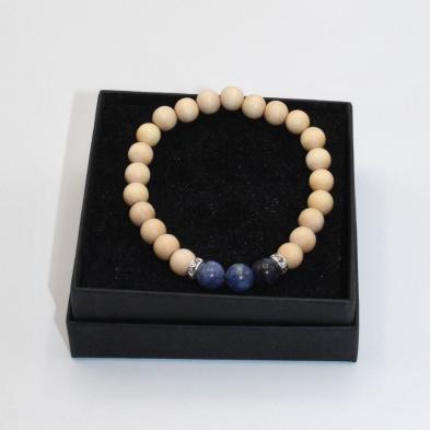 Perlenarmband Holz Edelstein