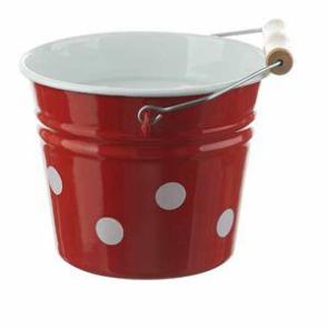 Kindereimer Emaille rot mit weissen Tupfen