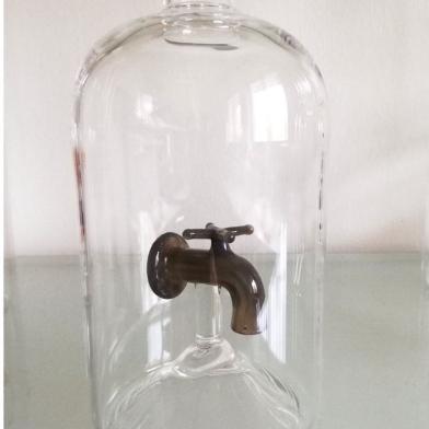 Glasflasche Geschenkflasche mit Sujet Sanitär / Hahnen