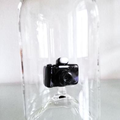 Glasflasche Geschenkflasche mit Sujet Fotoapparat