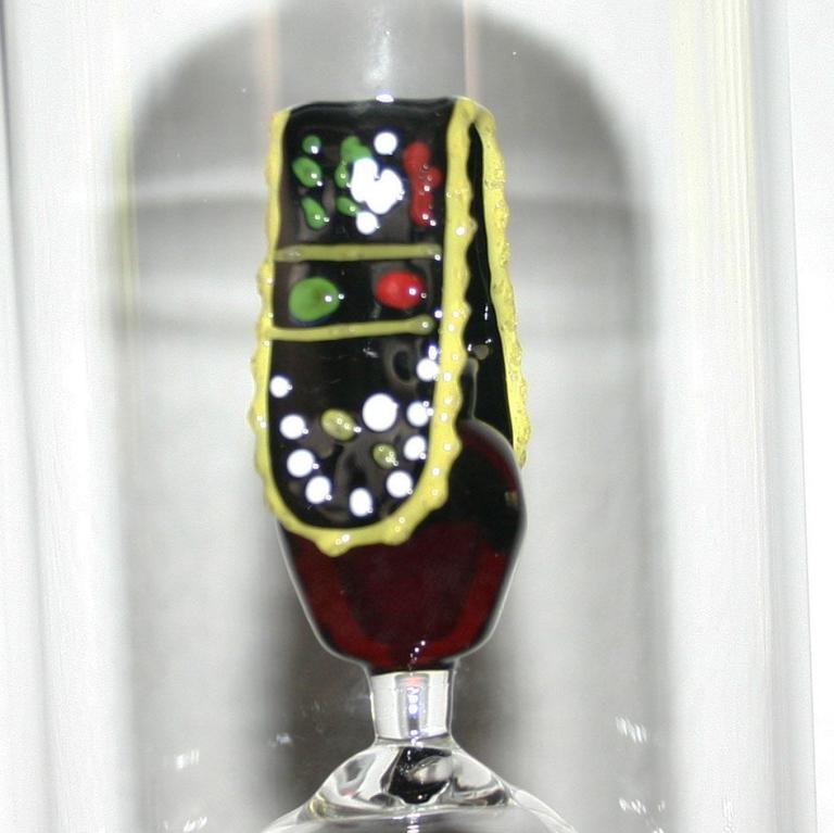 Glasflasche mit Sujet Kühglocke mit Riemen