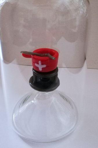 Glasflasche Geschenkflasche mit Sujet Schweizer Fondue
