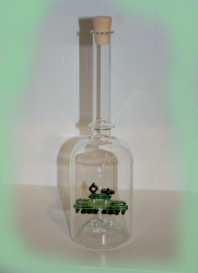 Glasflasche Geschenkflasche Glassujet Krokodil-Lock in grün