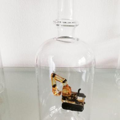 Glasflasche Sujet Bagger 
