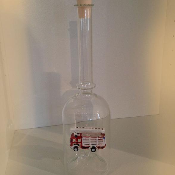 Glasflasche Geschenkflasche mit Sujet Tanklöschfahrzeug 