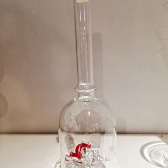 Glasflasche Geschenkflasche mit Sujet Motorspritze Feuerwehr