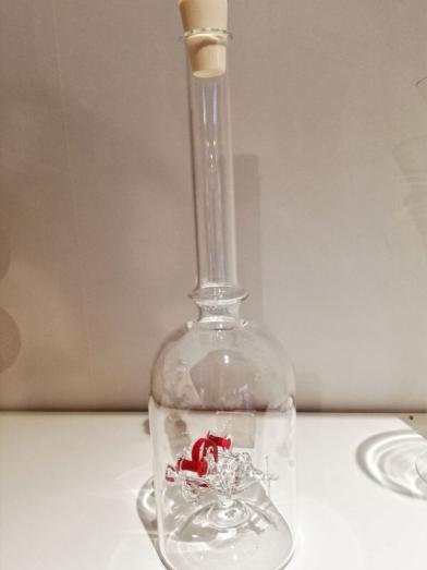 Glasflasche Geschenkflasche mit Sujet Motorspritze Feuerwehr