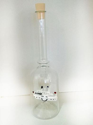 Schiff, Motorboot -Sujet in Glasflasche