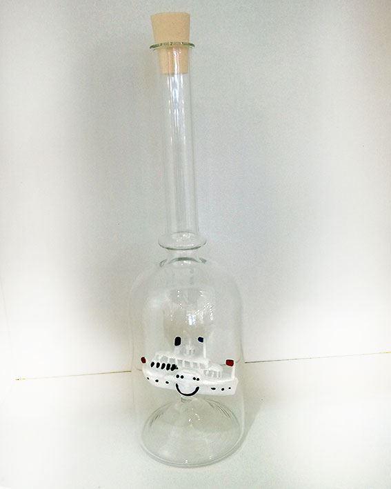 Schiff, Motorboot -Sujet in Glasflasche
