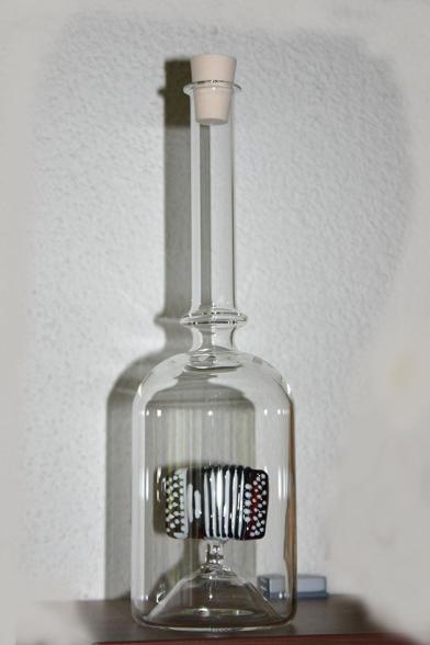Glasflasche Geschenkflasche mit Sujet Handorgel