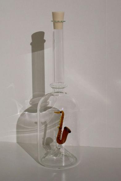 Glasflasche Geschenkflasche mit Sujet Saxophon