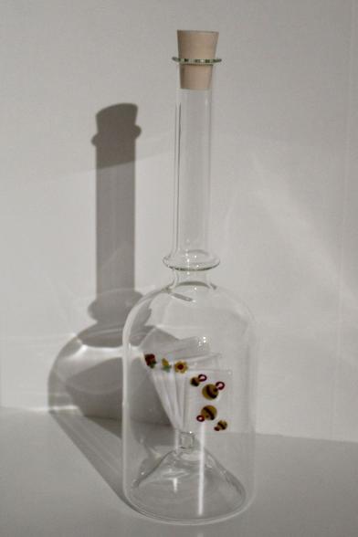 Jasskarten Glassujet in Glasflasche, Geschenkflasche