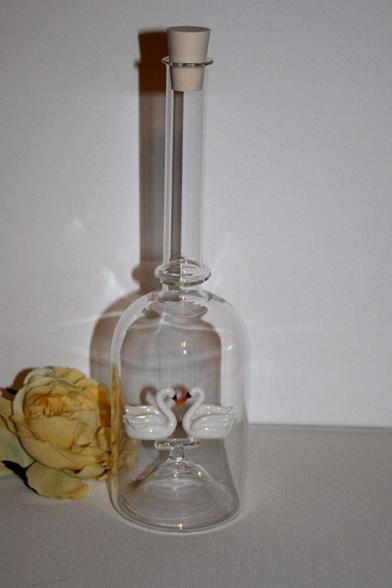 Glasflasche Sujet 2 Schwäne, Geschenkflasche