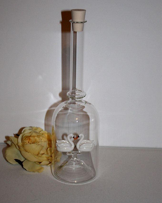 Glasflasche Sujet 2 Schwäne, Geschenkflasche